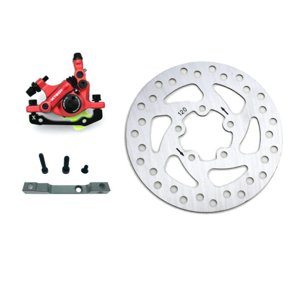 Set za nadogradnju kočnice Zoom Xtech HB-100, kliješta, disk i nosač za Xiaomi M365 Pro / Pro2 – crvena
